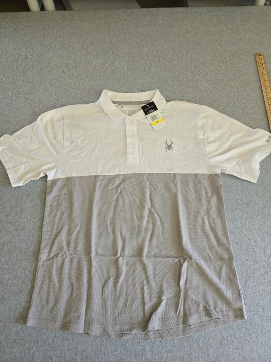 Spyder Other - Men's Spyder Gray White Short Sleeve Polo Shirt NWT Size M